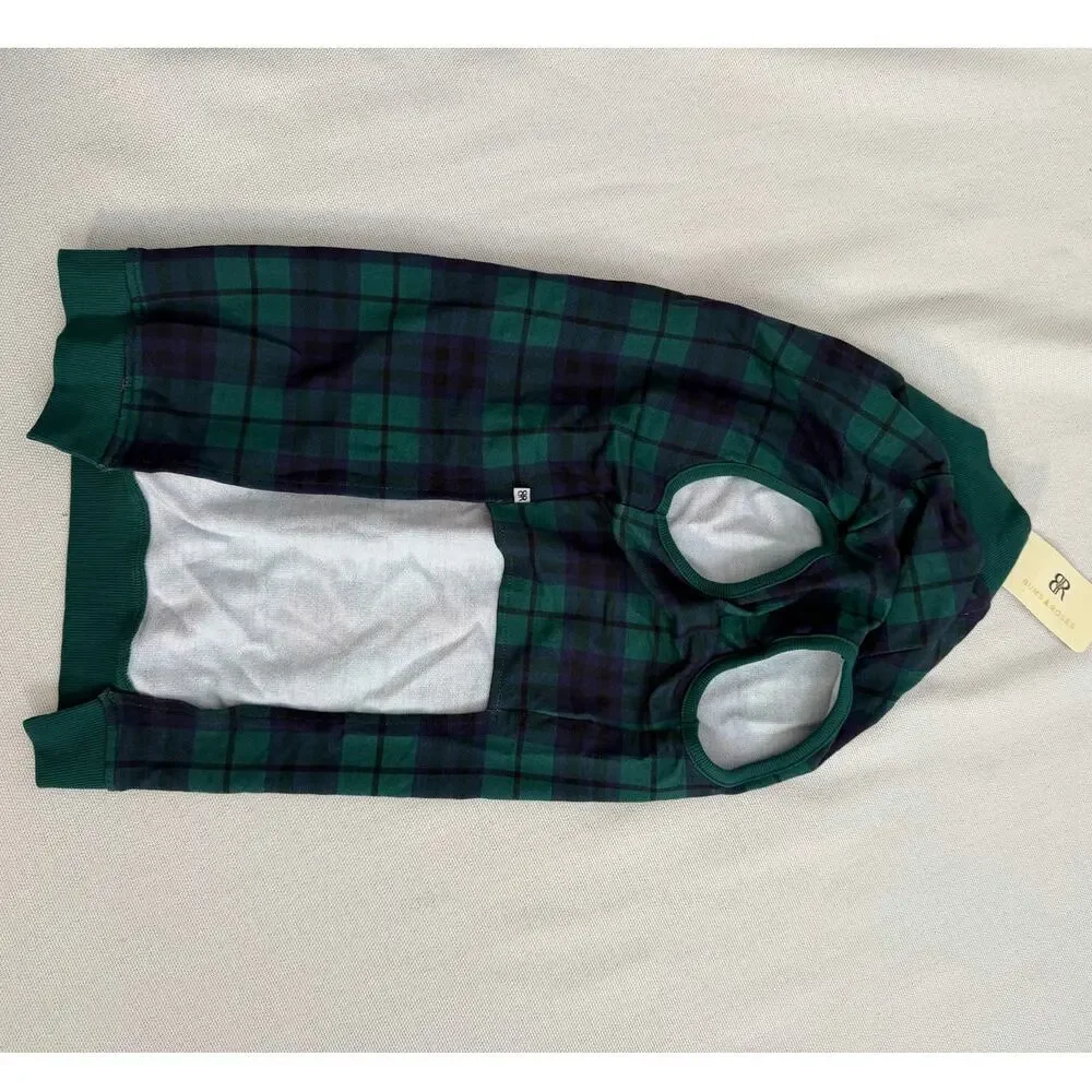 Bums & Roses Bamboo Tartan Plaid Dog Pajamas size XL (40-50lbs)